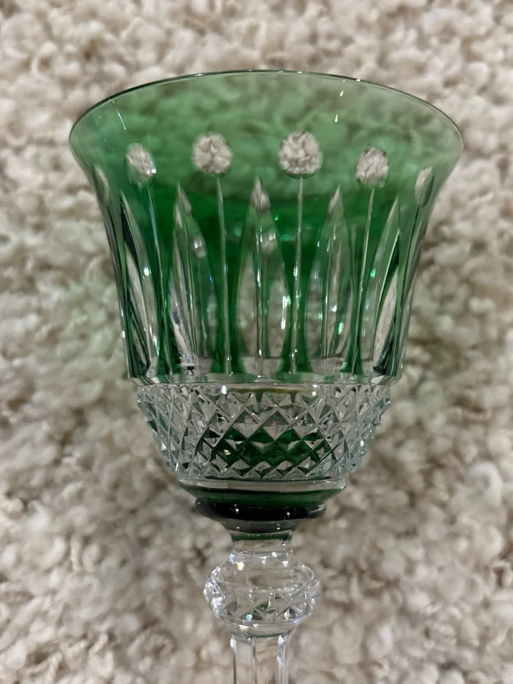 VTG Saint Louis Tommy Set of 3 Colored Crystal Cocktail Glasses Blue Red & Green